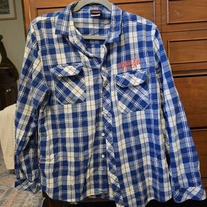 Stranger Things Blue and White Plaid Casual Men's Shirt